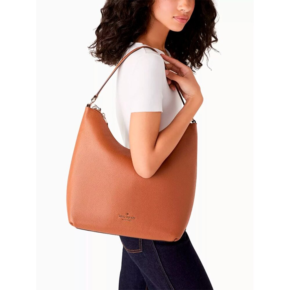 S Kate Spade Zippy Large Shoulder Bag Brown Leather K8140 NWT $449 Retail Price